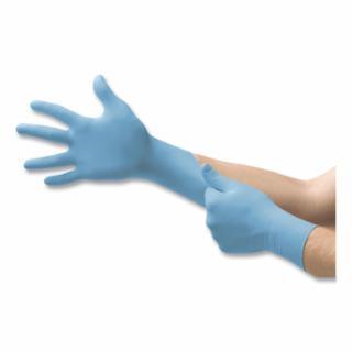 TouchnTuff 92-675 Nitrile Powder-Free Disposable Gloves, Textured Fingers, 4.3 mil Palm/5.5 mil Fingers, Blue 10/CASE