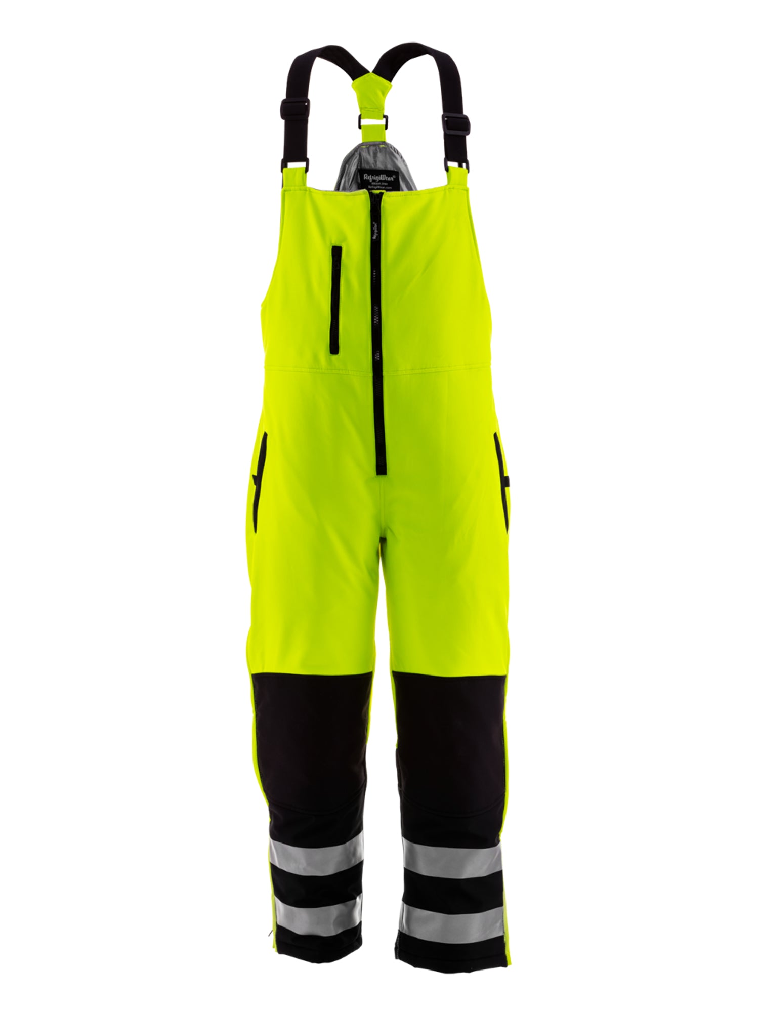 Refrigiwear 497 HiVis Insulated Softshell Bib Overalls Lime/Black