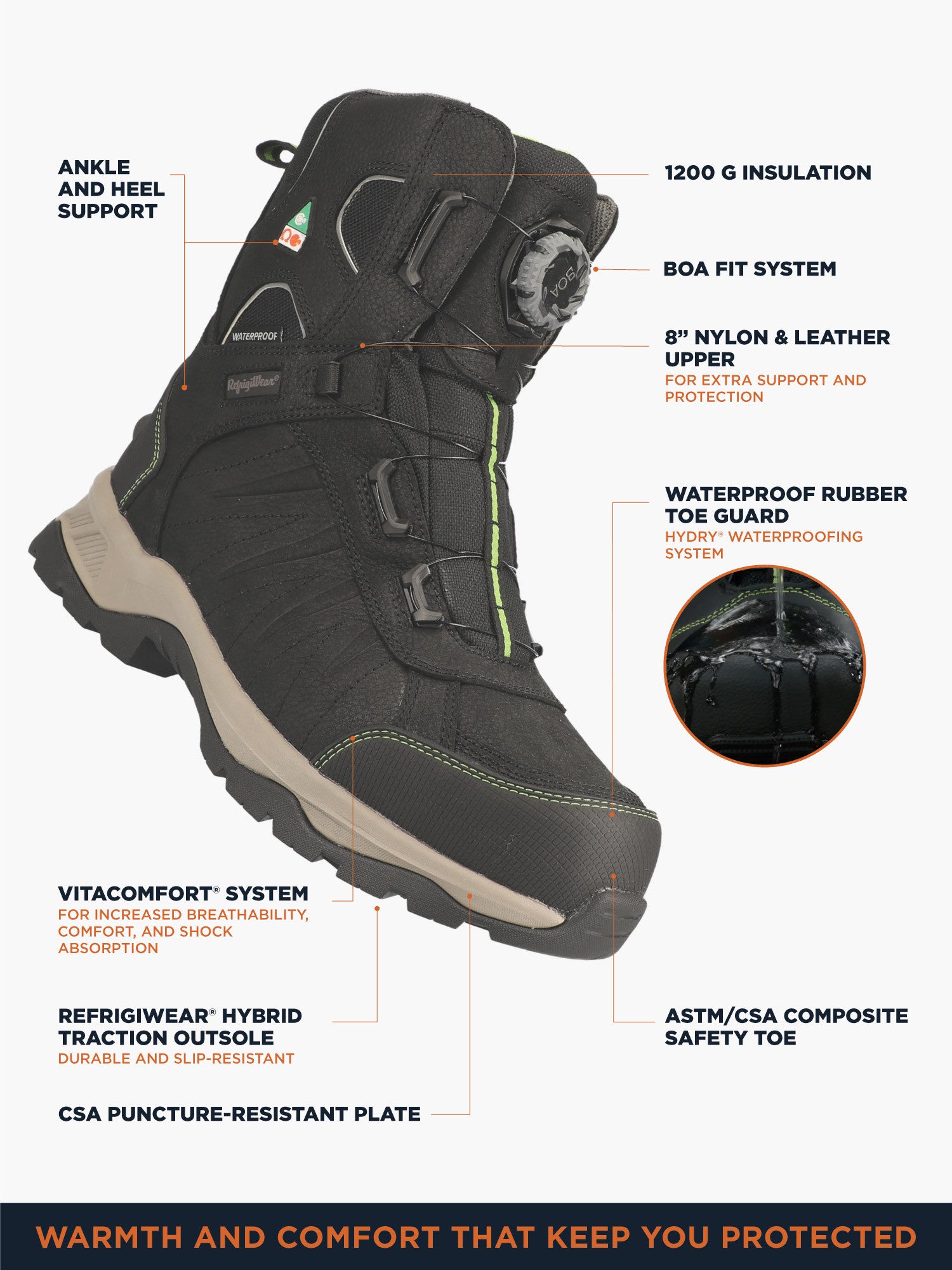 Refrigiwear 1290 Extreme Freezer Boot Black, -45°F