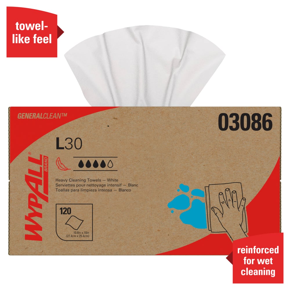 WypAll 03086 GeneralClean™ L30 Heavy Duty Cleaning Towels 10/CS
