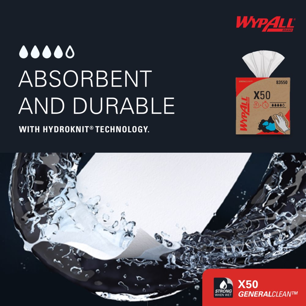 WypAll 83550 GeneralClean X50 Cleaning Cloths 10/CASE