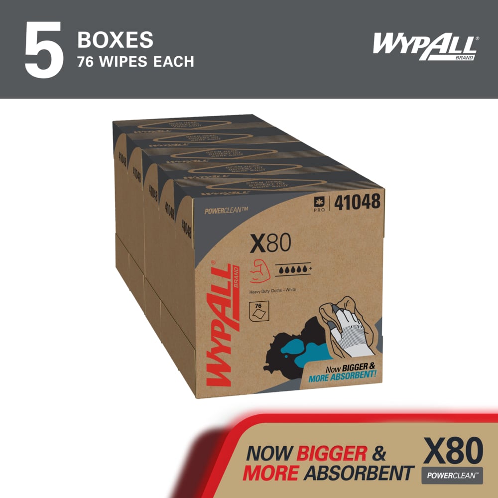 WypAll 41048 PowerClean X80 Heavy Duty Cloths 5/CASE