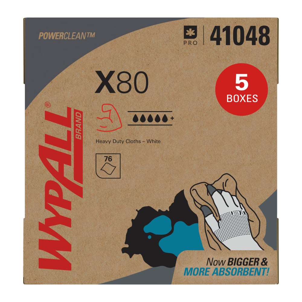 WypAll 41048 PowerClean X80 Heavy Duty Cloths 5/CASE