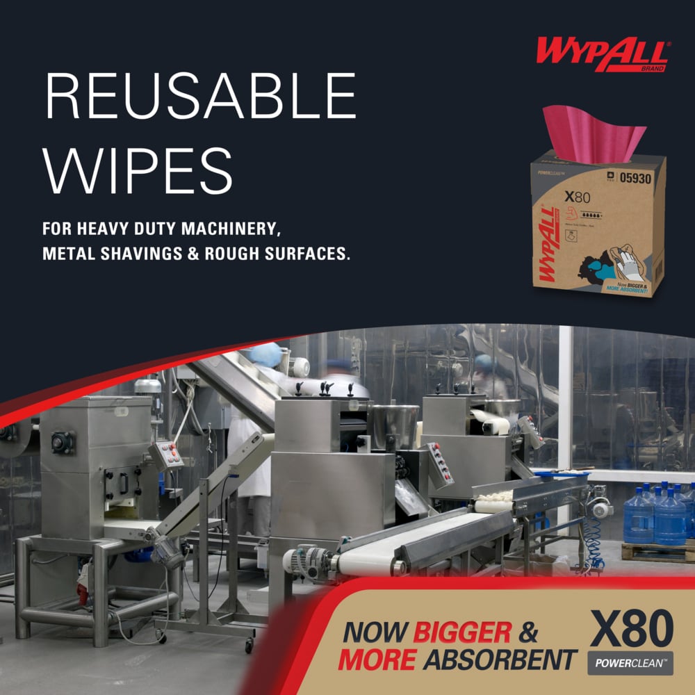 WypAll 05930 PowerClean X80 Heavy Duty Cloths 5/CASE