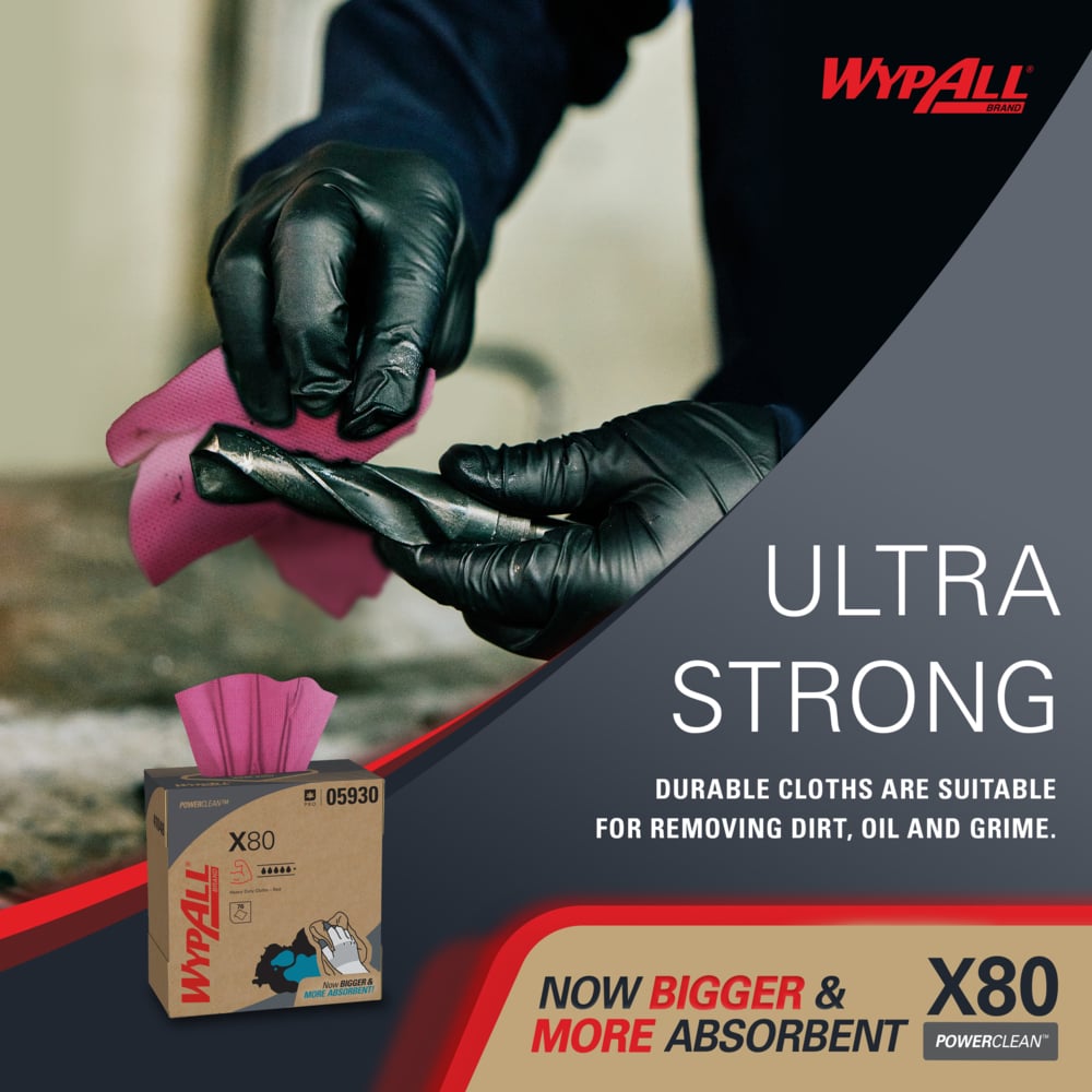 WypAll 05930 PowerClean X80 Heavy Duty Cloths 5/CASE