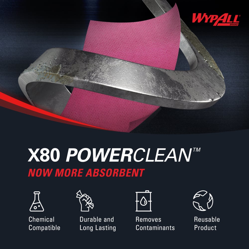 WypAll 05930 PowerClean X80 Heavy Duty Cloths 5/CASE