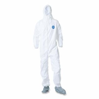 Dupont TY122S Tyvek® 400 Coverall, Serged Seams,Attached Hood, Boots, Elastic Waist/Wrist/Ankles, Front Zipper, Storm Flap, White 25/CS