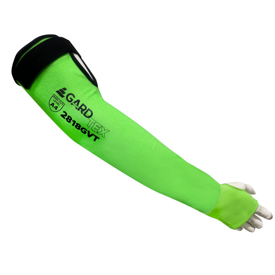 Liberty Safety 2818GVT 18" Cut Resistant Sleeves with Hook and Loop Closure and Thumbhole, Hi-Vis Green, Cut Level A4, EA