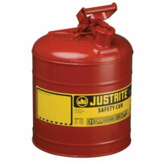 Justrite 7150100 Type l Steel Safety Can, Gas, 5 gal, Red, Includes SS Flame Arrestor/Swinging Handle