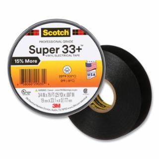 Scotch 100751 Super 33+™ Vinyl Electrical Tape, 44 ft L x 3/4 in W, Black 6/PK