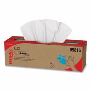 WypAll* 05816 L30 Wipers, White, 9.8 in W x 16.4 in L, Pop-Up Box, 120 Sheets per Box/6 Box/CS