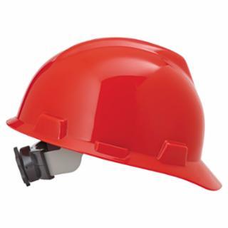 MSA 475363 V-Gard® Slotted Hard Hat Cap, Fas-Trac® III Suspension, Red, EA