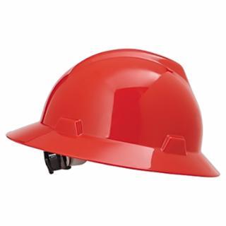 MSA 475371 V-Gard® Protective Hat, Fas-Trac III, Ratchet, Full Brim, Slotted, EA