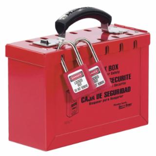 Master Lock 498A Group Lock Box, 9-1/4 in L, 6 in H, 3-3/4 in W, Steel, Red