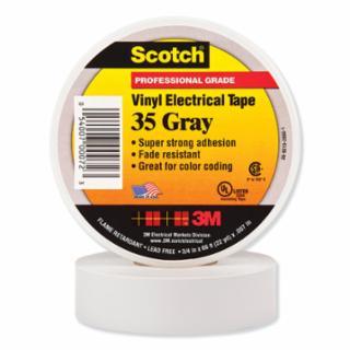Scotch 723 Vinyl Electrical Color Coding Tape, 35, 3/4 in W x 66 ft L, Gray 6/PK