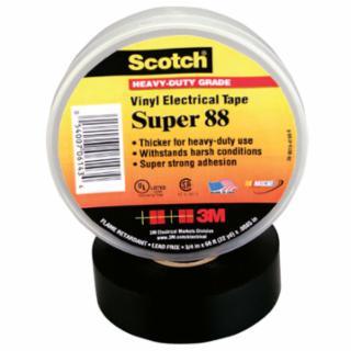 Scotch 61434 Super 88 Vinyl Electrical Tape, 3/4 in x 66 ft in, Black 6/PK