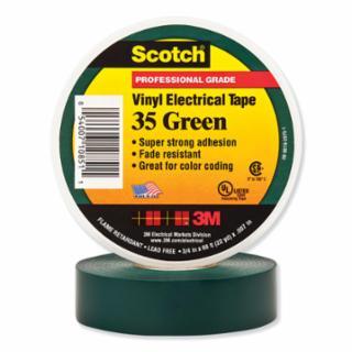 Scotch 102656  Vinyl Electrical Color Coding Tape, 35, 1/2 in W x 20 ft L, Green 6/PK