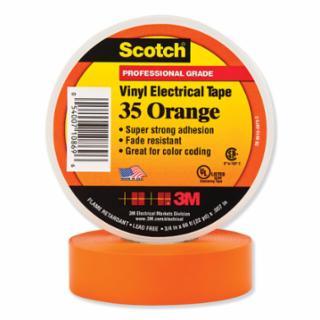 Scotch 102731 Vinyl Electrical Color Coding Tape, 35, 1/2 in W x 20 ft L, Orange 6/PK