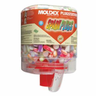 Moldex 6644 PlugStation® Earplug Dispenser, Disposable Plastic Bottle, Foam Earplugs, Assorted Color Swirls/Streaks, SparkPlugs®