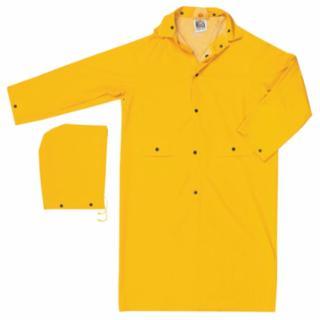 MCR Safety 200C Classic Series Rain Coat, Detachable Hood, 0.35 mm, PVC on Polyester, Yellow, 6/BX