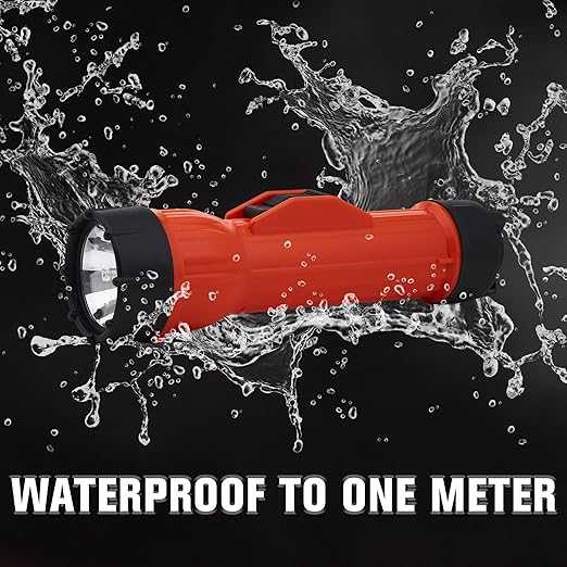 Bright Star 15460 LED WorkSAFE Waterproof Flashlight – 80 Lumens, Safety Orange, 2 D-Cell