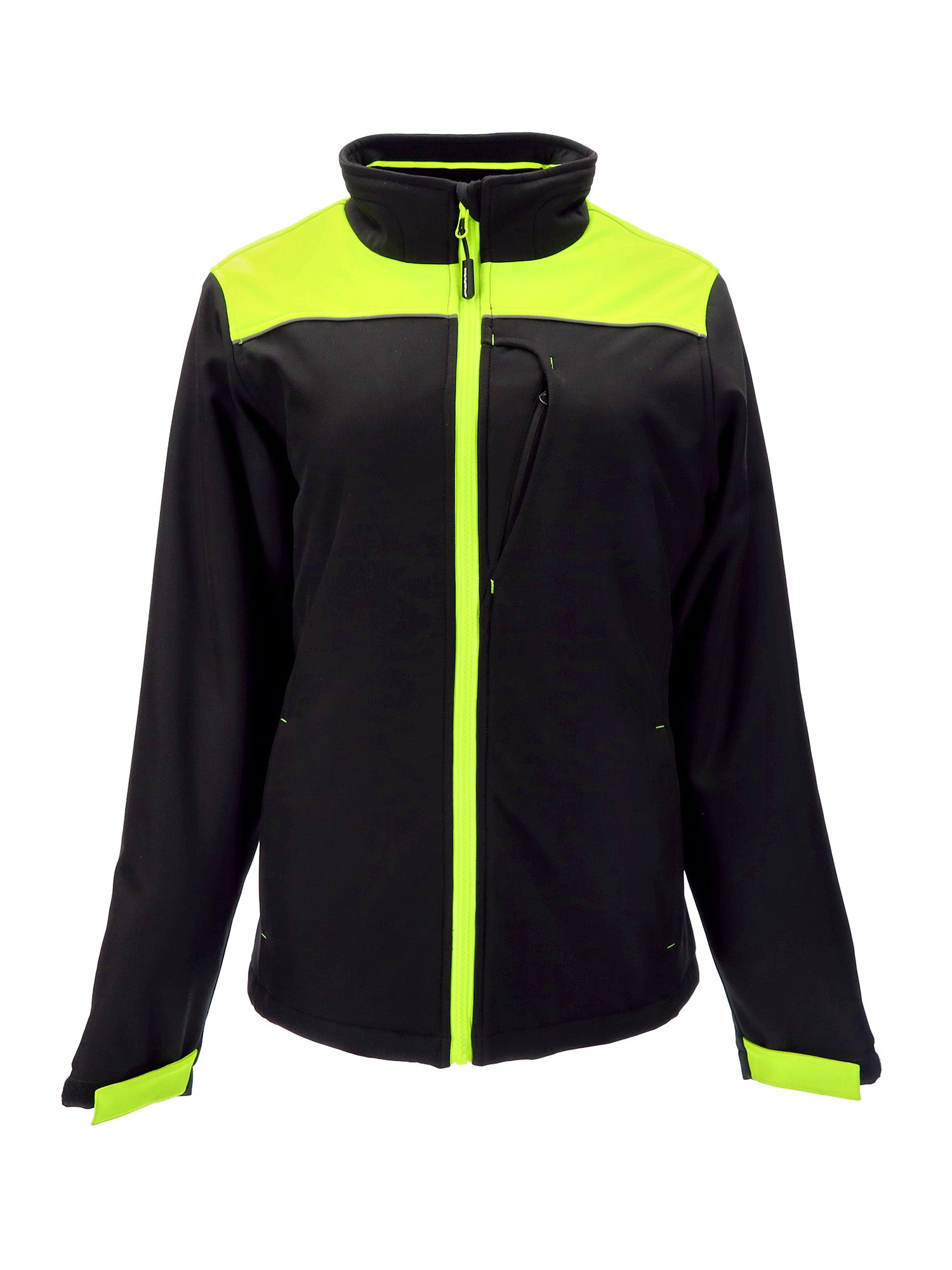 Refrigiwear 8593 Women's Two-Tone HiVis Insulated Softshell Jacket Lime/Black