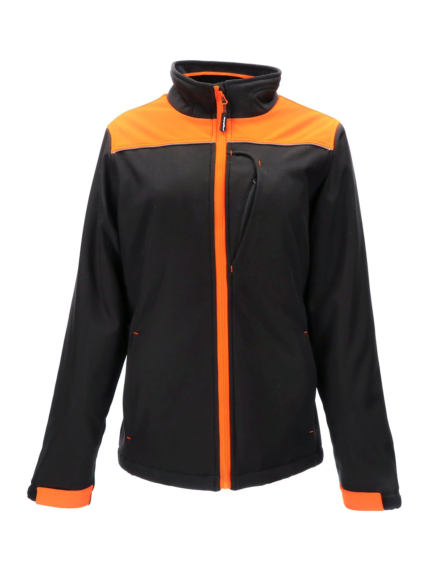 Refrigiwear 8593 Women's Two-Tone HiVis Insulated Softshell Jacket Orange/Black