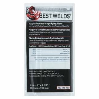 Best Welds Plastic Magnifier Plate, 2 in x 4-1/4 in, 1.5 Diopter, Polycarbonate, Clear 10/PK