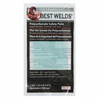 Best Welds Safety Plate, 2 in x 4-1/4 in, Polycarbonate, Clear 10/PK