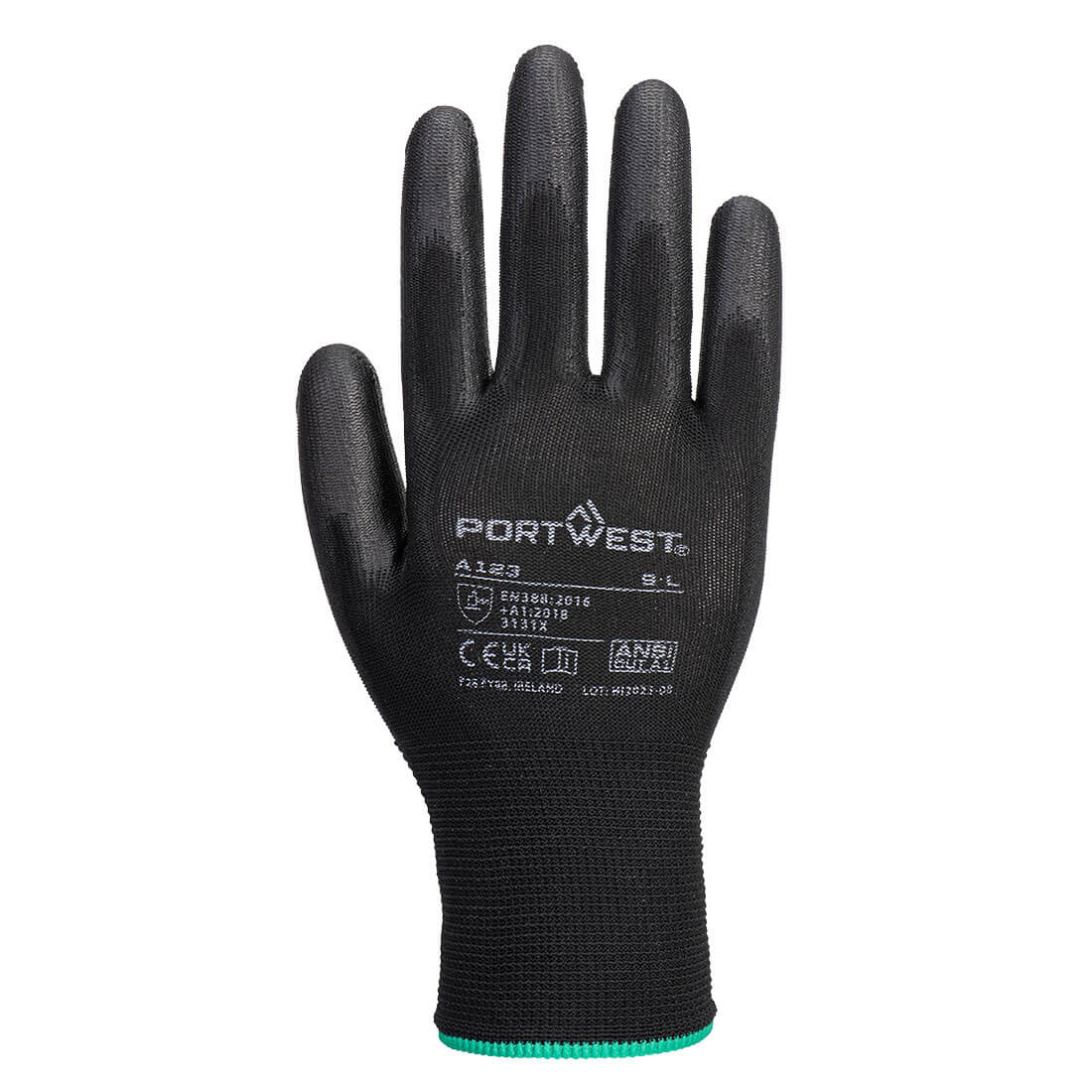 Portwest A123 Latex Free PU Palm Glove - Full Carton (144) - Black