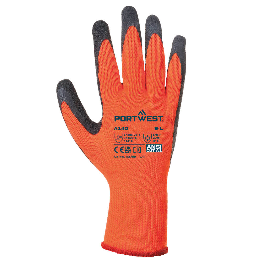Portwest A140 Thermal Grip Glove - Orange/Black 12/PK