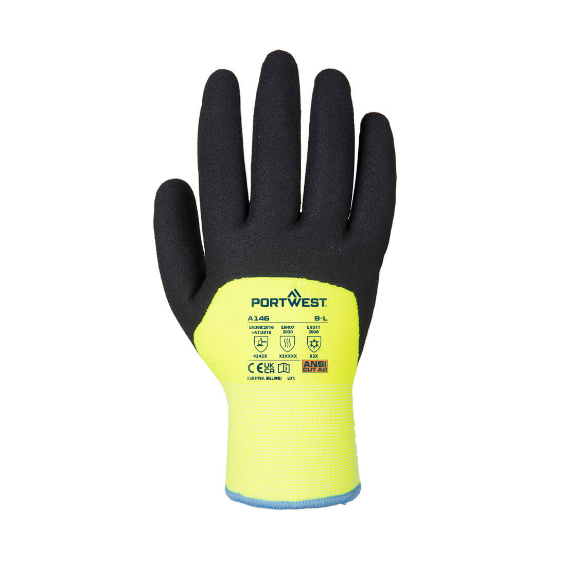 Portwest A146 - Arctic Winter Glove - Nitrile Sandy - Yellow 12/PK
