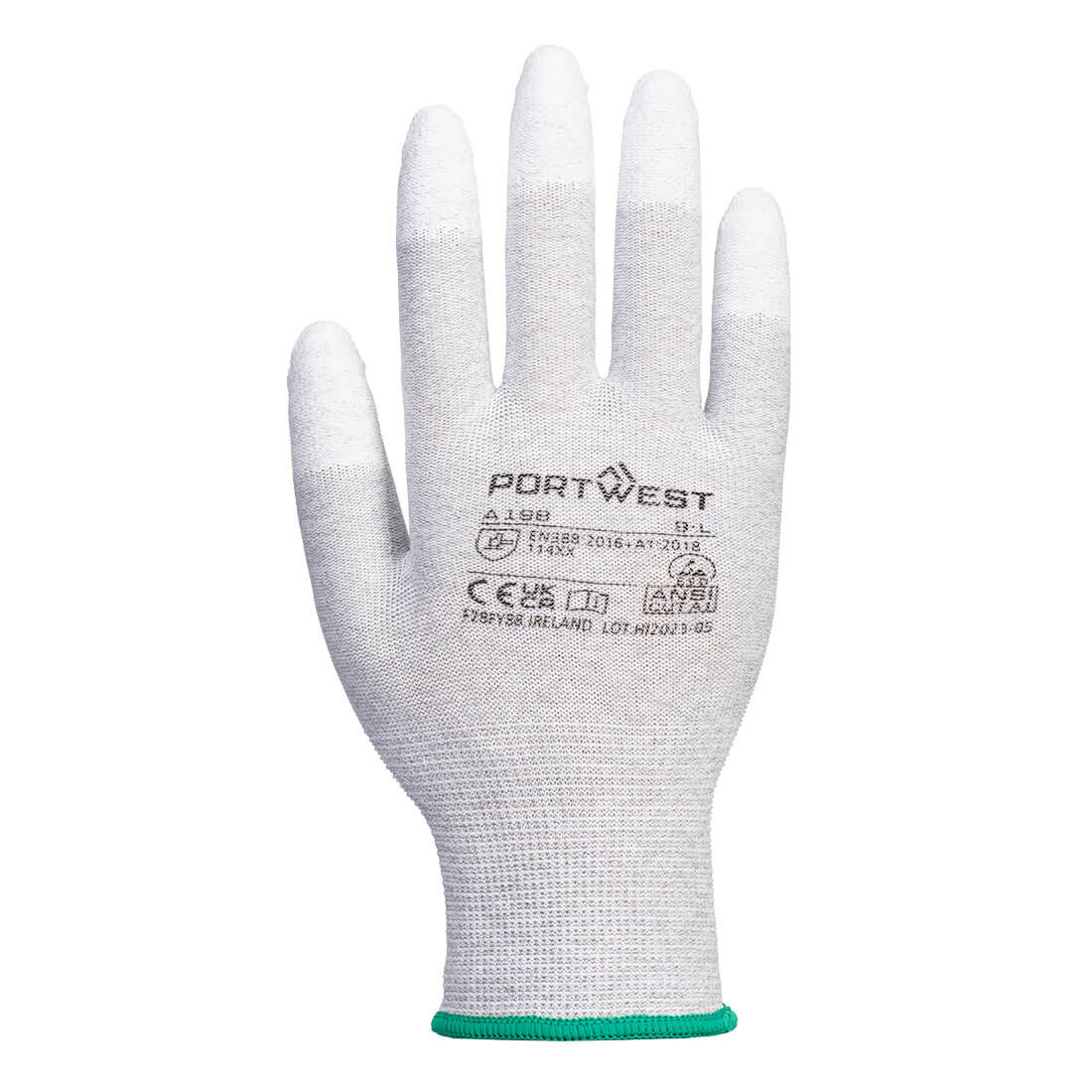 Portwest A198 - Antistatic PU Fingertip Glove - Gray 12/PK