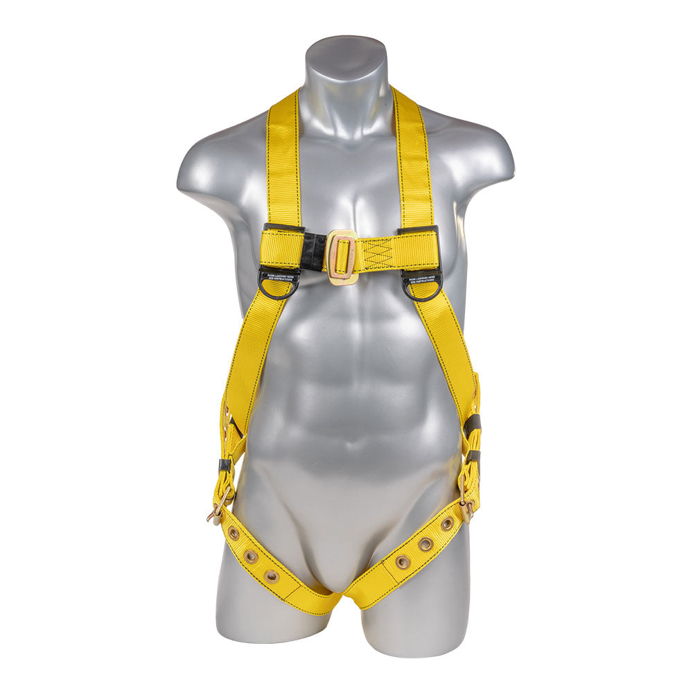 Generel Work Products H11210005 Harness 3pt. Tongue and Buckle Leg Straps, Back D-Ring, Yellow