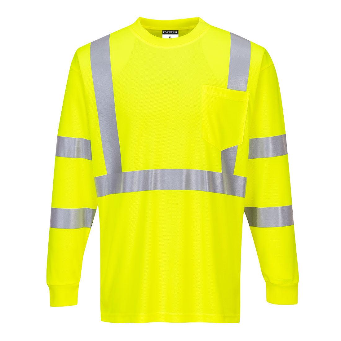 Hi-Vis Long Sleeve Ribbed Cuff T-Shirt - Yellow