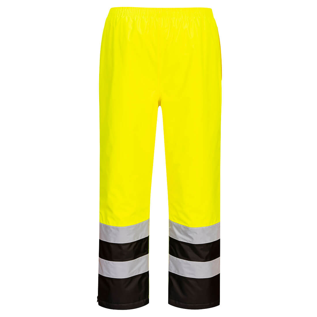 Portwest S598 Hi-Vis Lined Rain Pants - Yellow/Black