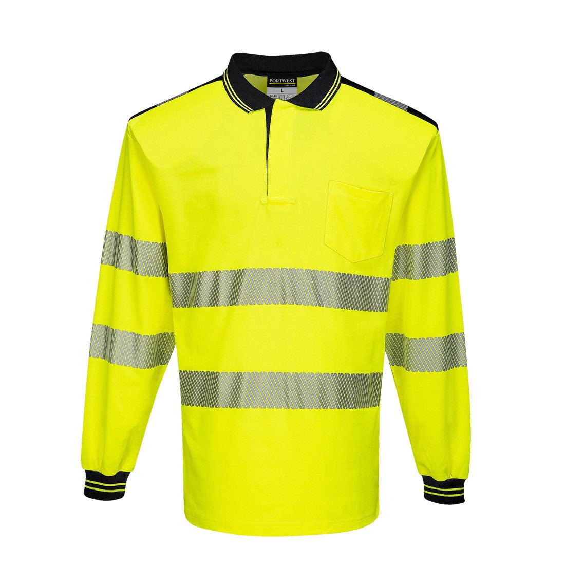 PW3 Hi-Vis Long Sleeve Polo Shirt - Yellow/Black