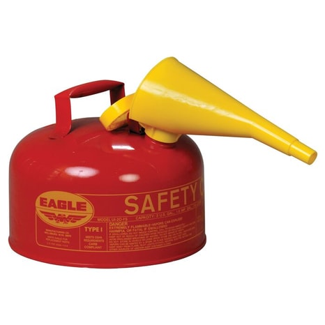 UI20FS-2 Gallon Steel Safety Can for Flammables, Type I, Flame Arrester, Funnel, Red