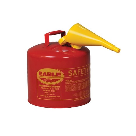 UI50FS-5 Gallon Steel Safety Can for Flammables, Type I, Flame Arrester, Funnel, Red