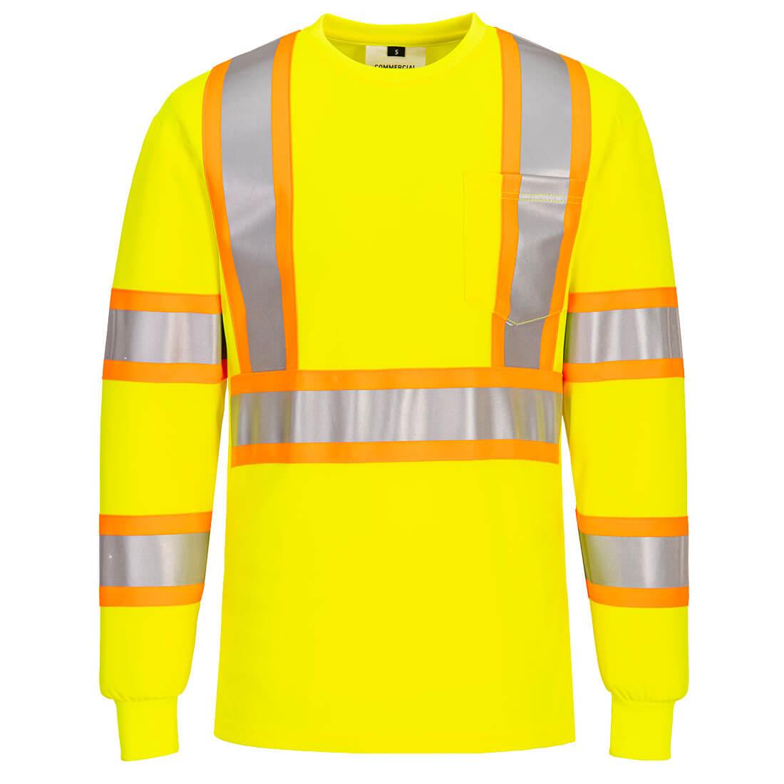 Hi-Vis X Back Contrast Tape T-Shirt L/S - Yellow