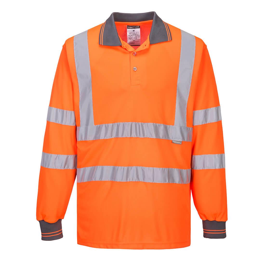 Hi-Vis Long Sleeve Polo Shirt - Orange