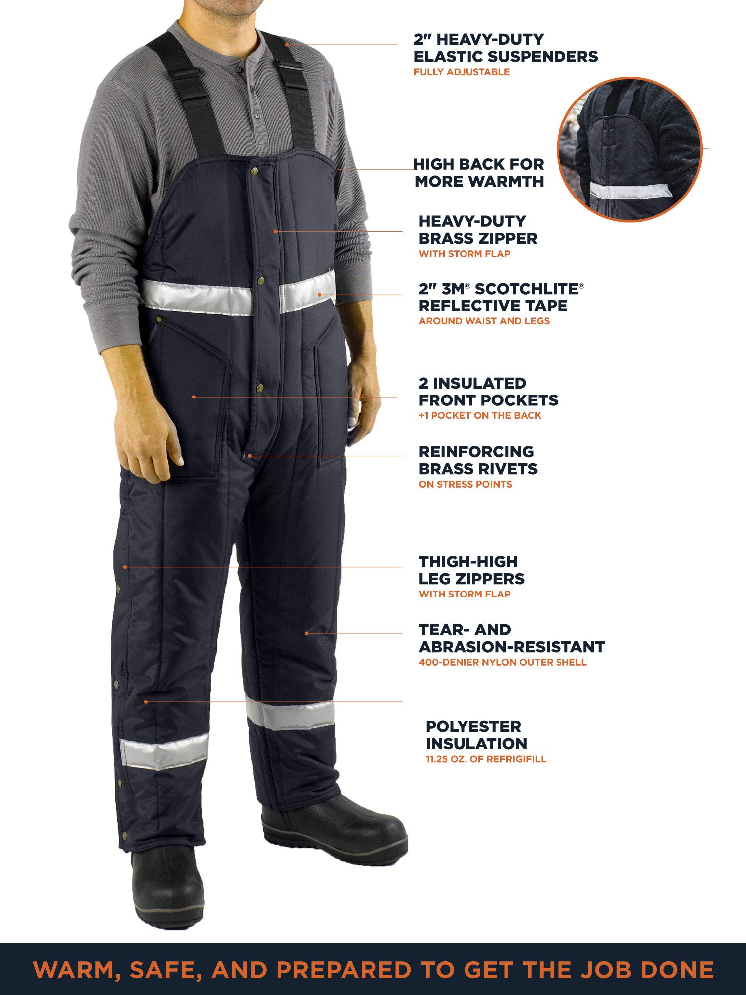 Refrigiwear 386 Iron-Tuff® Enhanced Visibility Bib Overalls