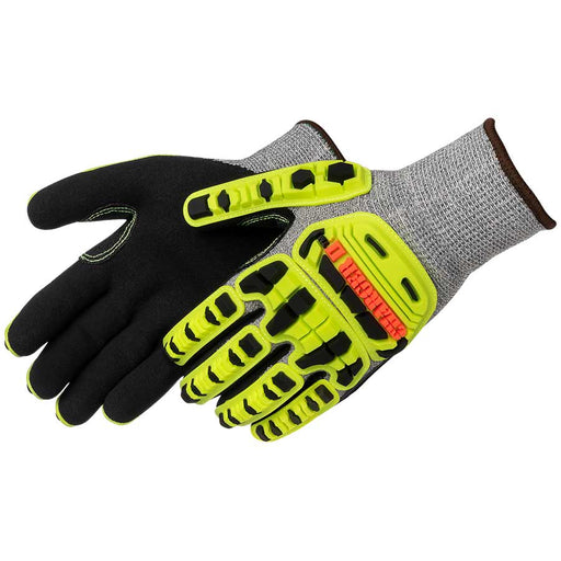 0943 DayBreaker« BLACK SANDY FOAM NITRILE COATED - Hi-vis green/Salt & Pepper/Black