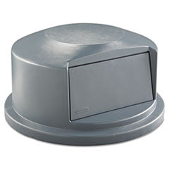 RCP264788GRA Round BRUTE Dome Top Receptacle, Push Door for 44 gal Containers, 24.81" Diameter x 12.63h, Gray EA