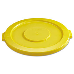 RCP2631YEL BRUTE Self-Draining Flat Top Lids for 32 gal Round BRUTE Containers, 22.25" Diameter, Yellow EA