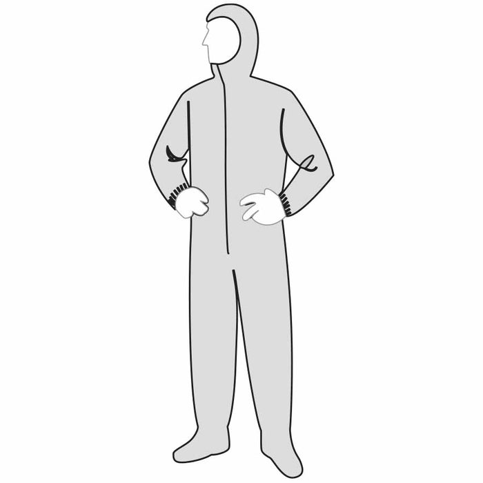 15122 PolyGardÖ STANDARD WEIGHT COVERALL WITH ELASTIC WRISTS WITH HOOD & BOOTS - White