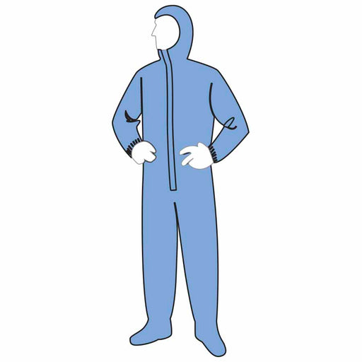 19122B ProGardÖ BLUE COVERALL WITH HOOD & BOOTS - Blue