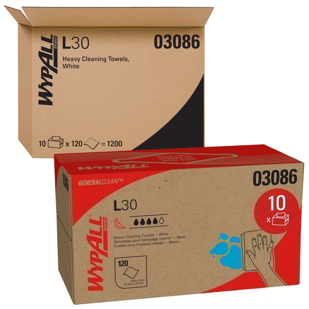 WypAll 03086 GeneralClean™ L30 Heavy Duty Cleaning Towels 10/CS
