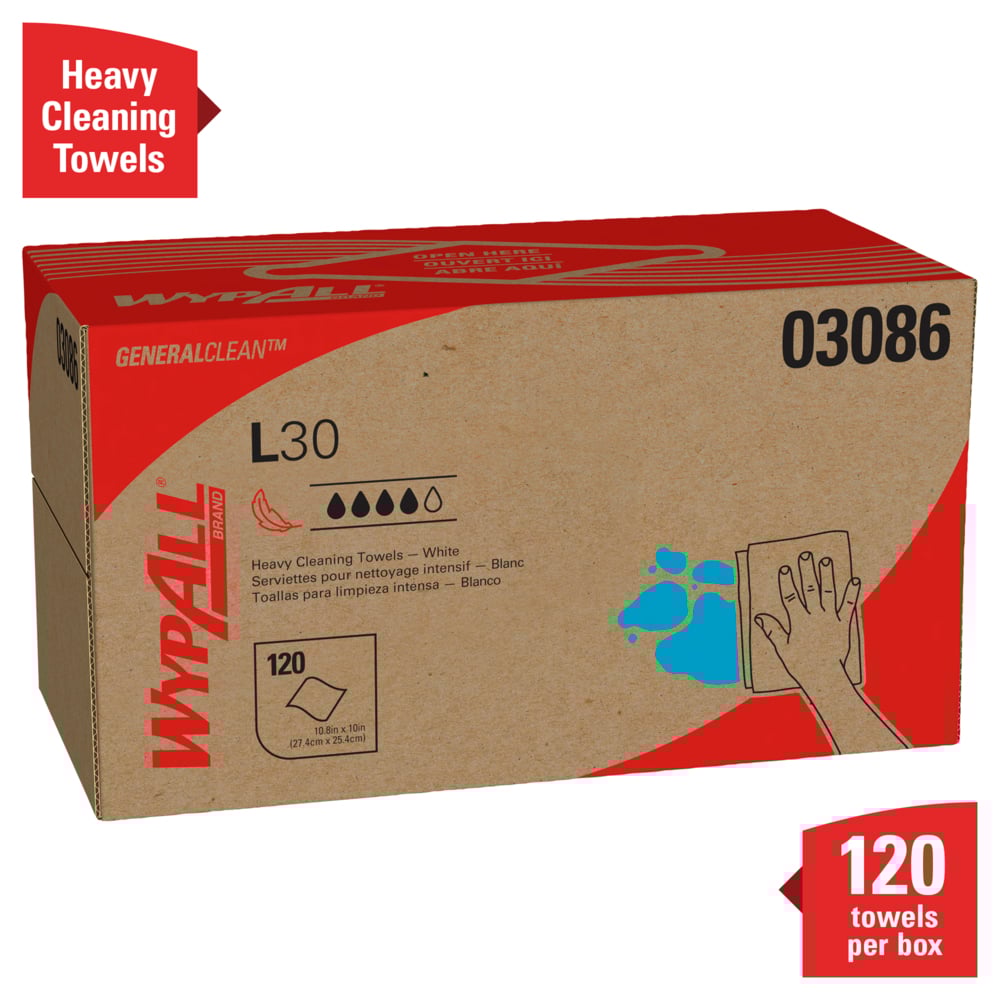 WypAll 03086 GeneralClean™ L30 Heavy Duty Cleaning Towels 10/CS
