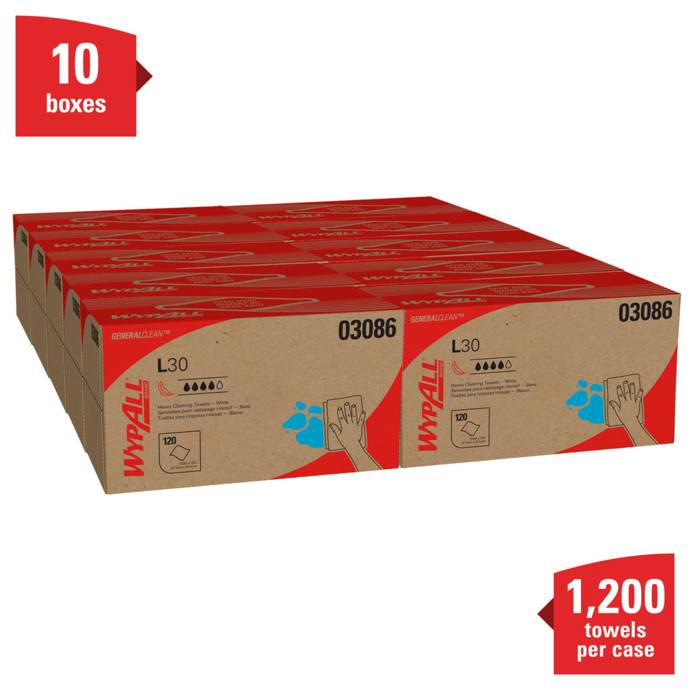 WypAll 03086 GeneralClean™ L30 Heavy Duty Cleaning Towels 10/CS
